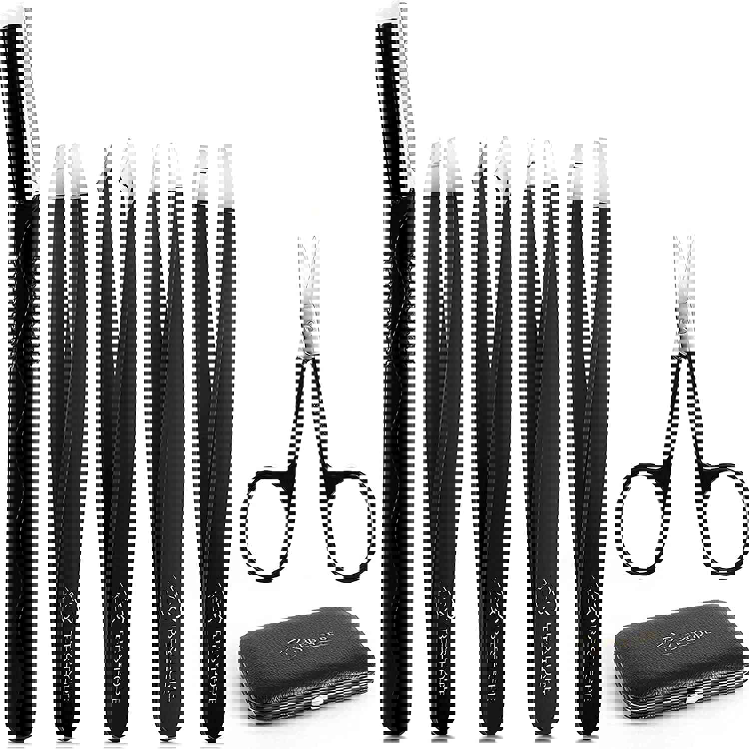 Professional Eyebrow Tweezers Set 6Pcs - Precision Plucking & Hair Removal Tool