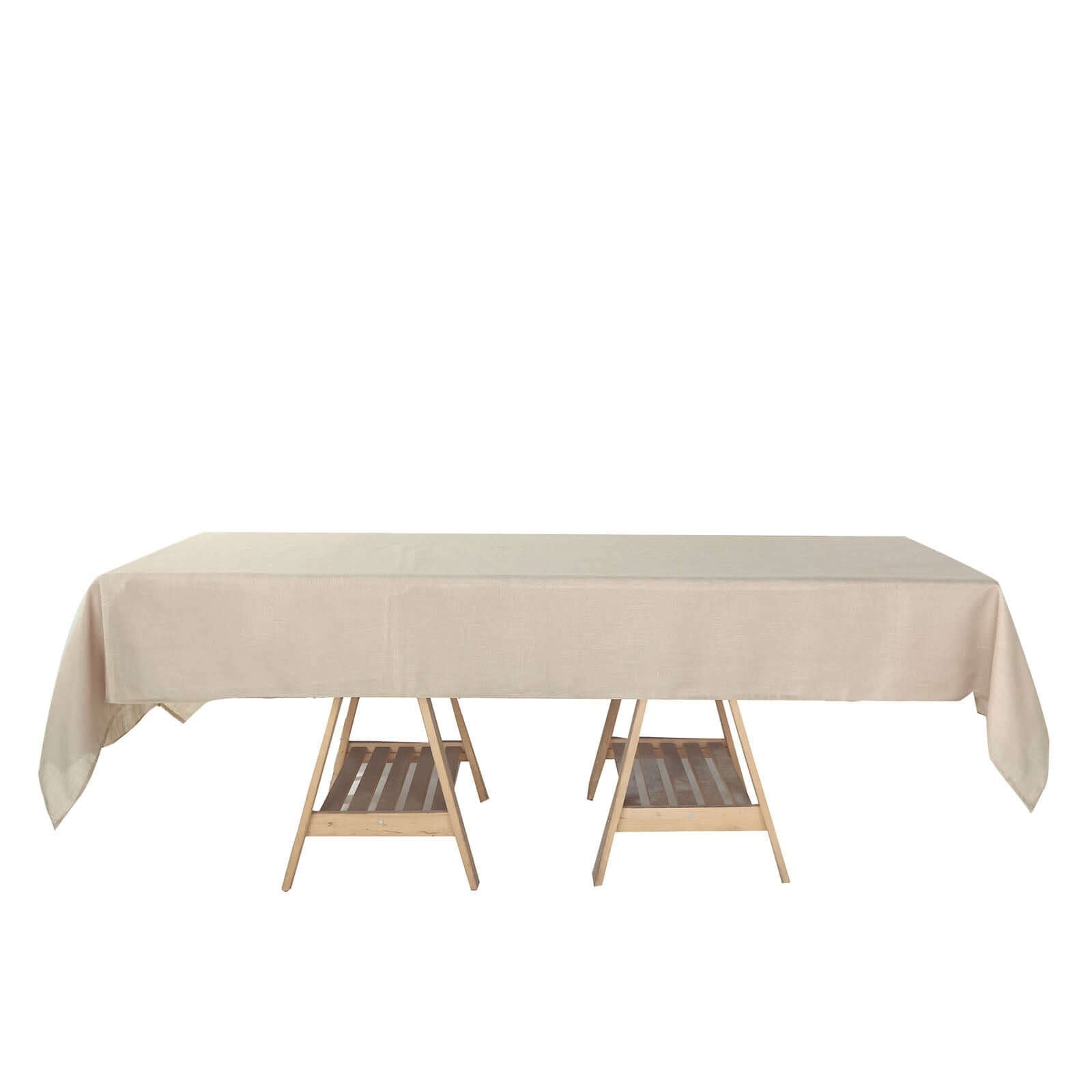 Beige Seamless Rectangular Tablecloth - Linen Look, Wrinkle Resistant, 60x102 Inches