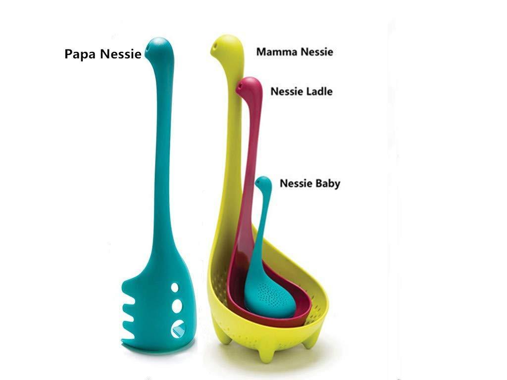 Nessie Family Kitchen Spoon Set - Pasta Colander Spoon, Soup Ladle, and Baby Tea Infuser