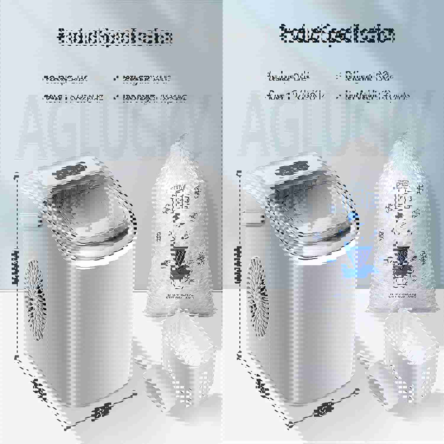 Portable Ice Maker Machine with Self-Cleaning, 26Lbs/24H, 9 Ice Cubes in 8 Mins for Home/Office/Kitchen (Grey)