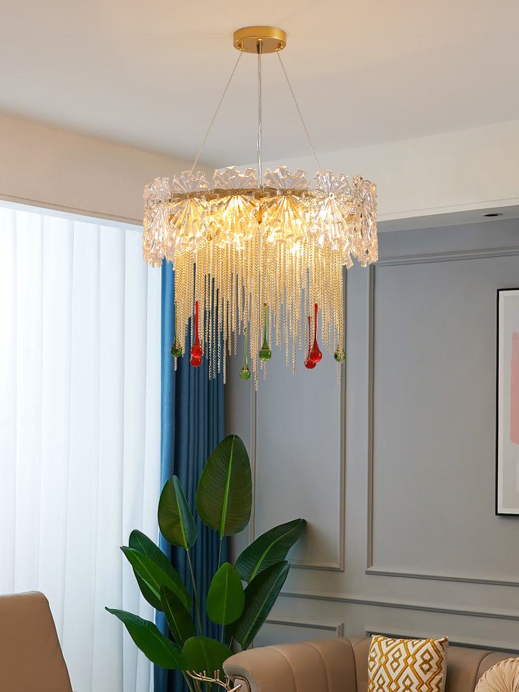 MIRODEMI® Creative Drum Crystal LED Pendant Chandelier for Living Room, Dining Room, Kitchen