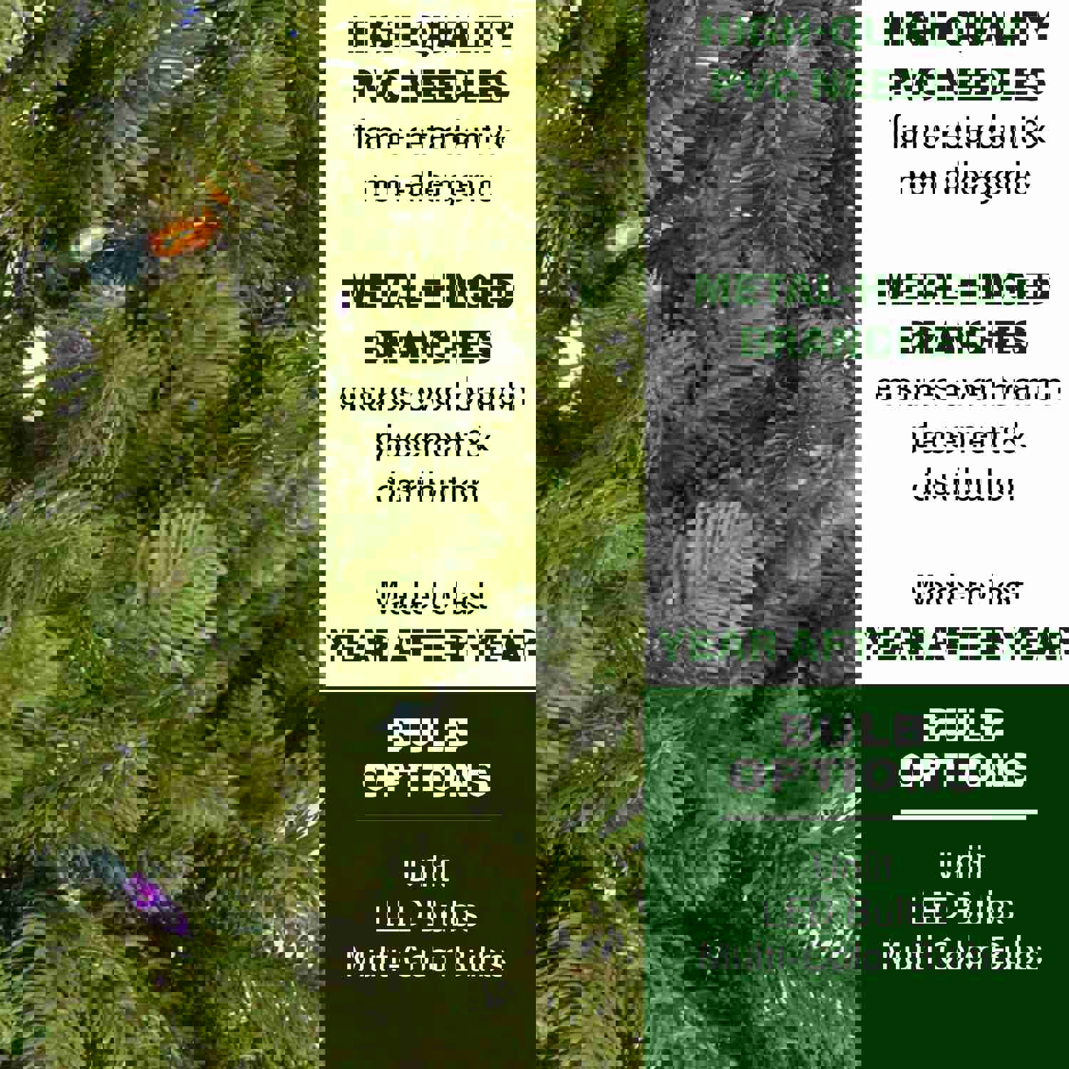 Fraser Hill Farm - 36-In. Grandland Artificial Holiday Wreath with Multi-Colored Battery-Operated LED String Lights