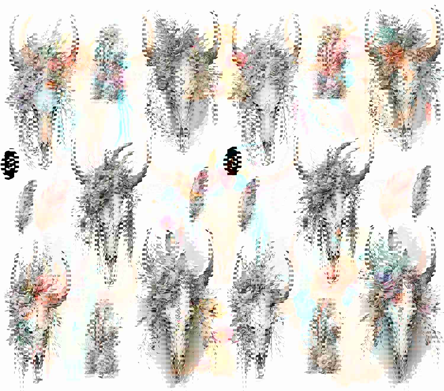 Western Floral UV DTF Decal Sheets - 9 Designs