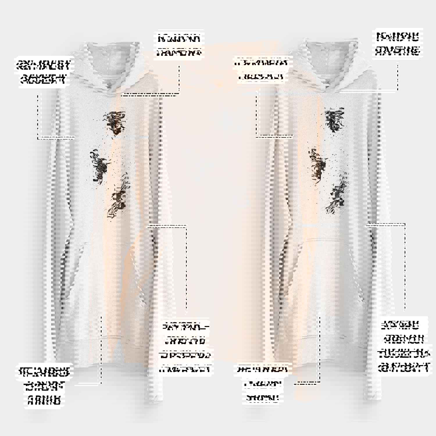 American Bumblebee Trio - Bombus Pensylvanicus - Bodega Midweight Hoodie