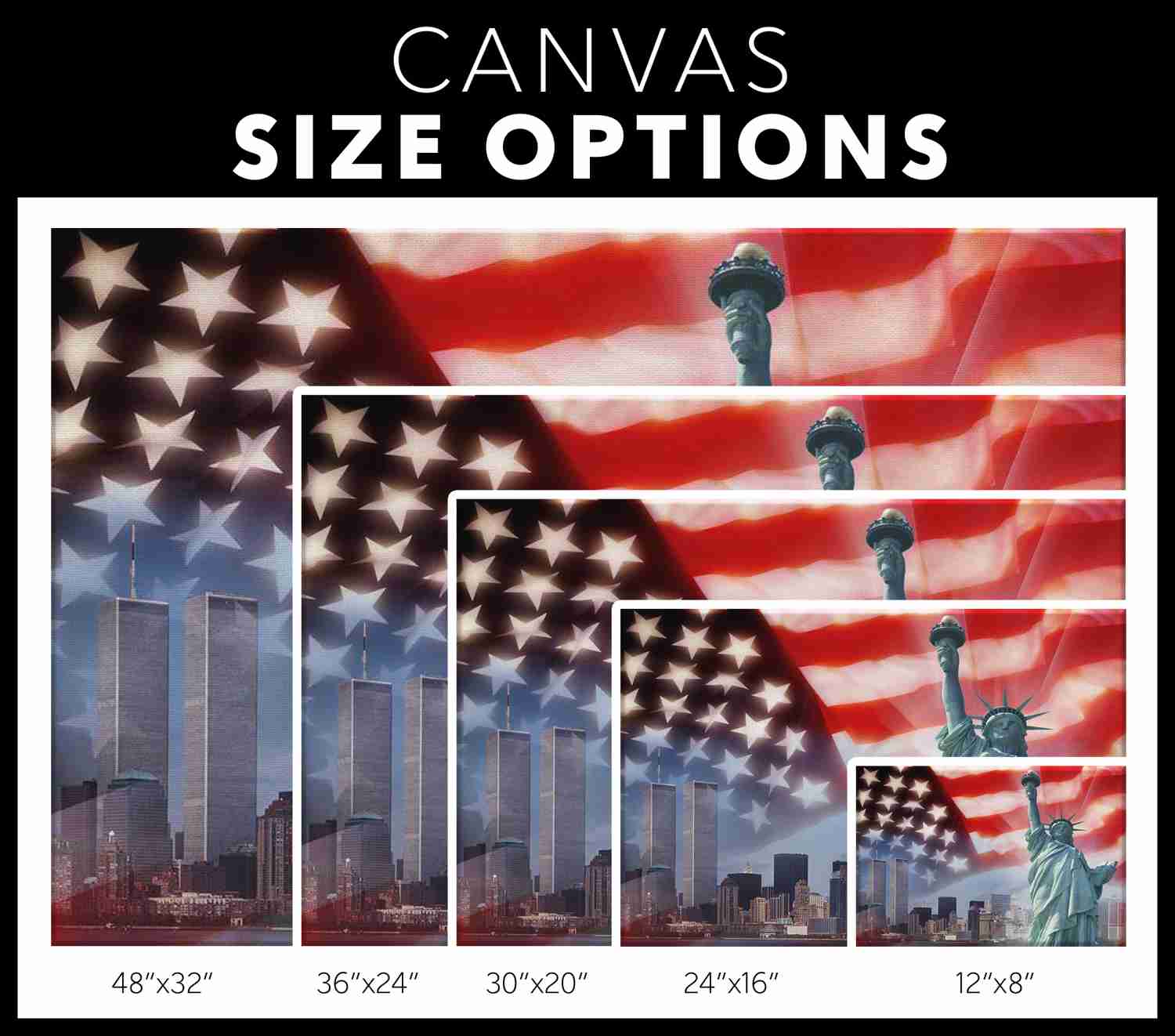 PATRIOTIC LADY LIBERTY NY SKYLINE - CANVAS ART