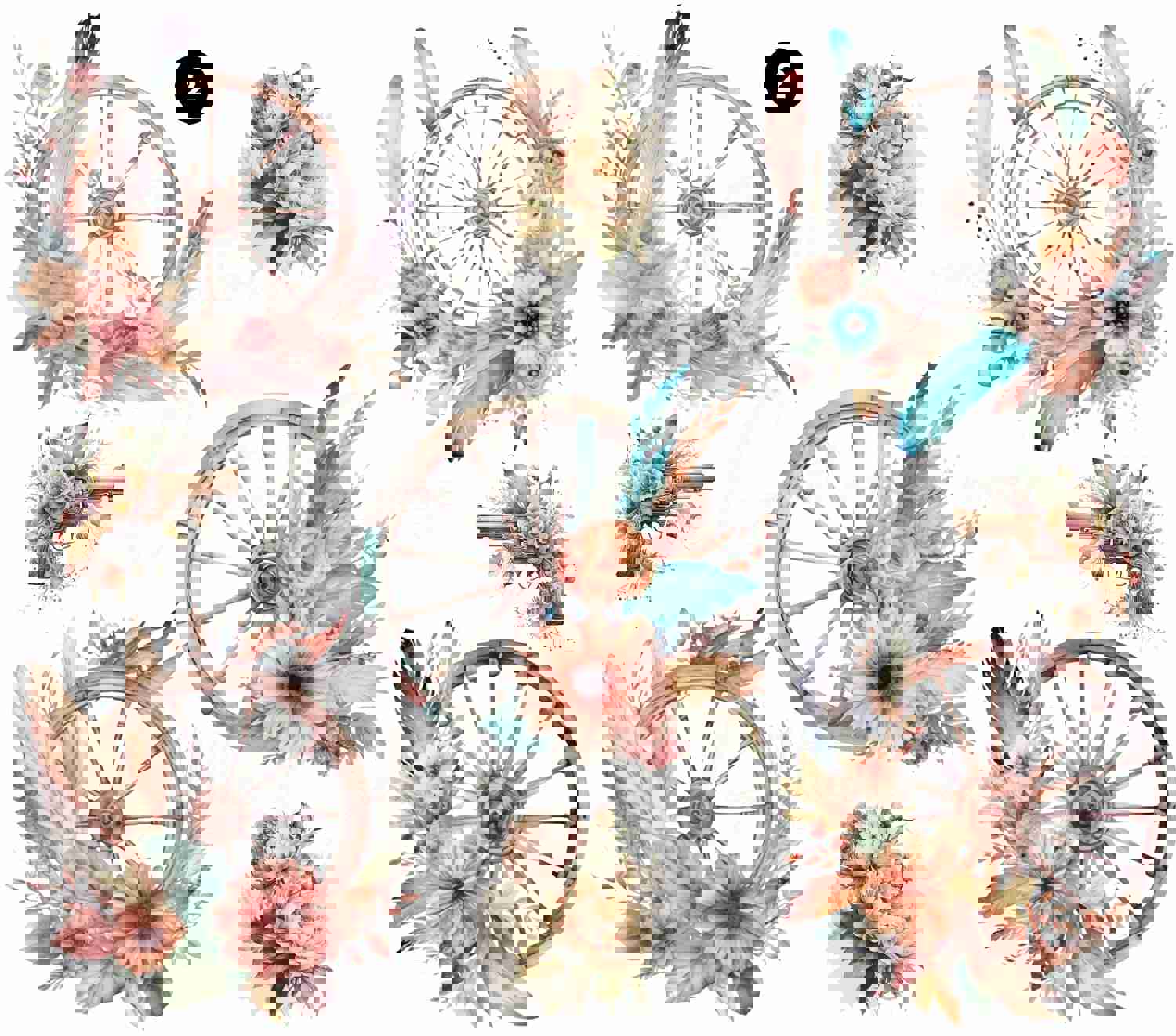 Western Floral UV DTF Decal Sheets - 9 Designs