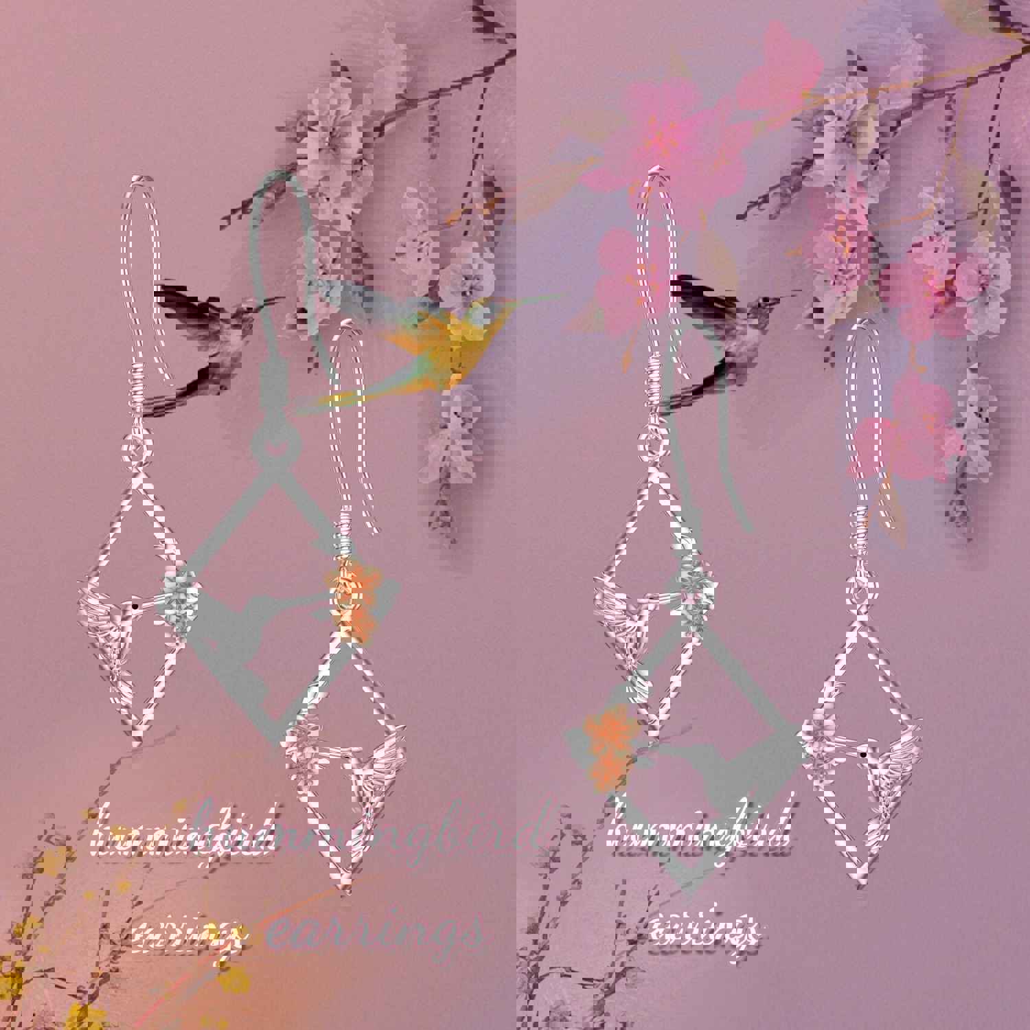 Hummingbird Earrings 925 Sterling Silver Minimalist Jewelry