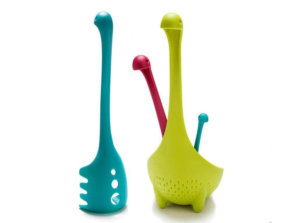 Nessie Family Kitchen Spoon Set - Pasta Colander Spoon, Soup Ladle, and Baby Tea Infuser