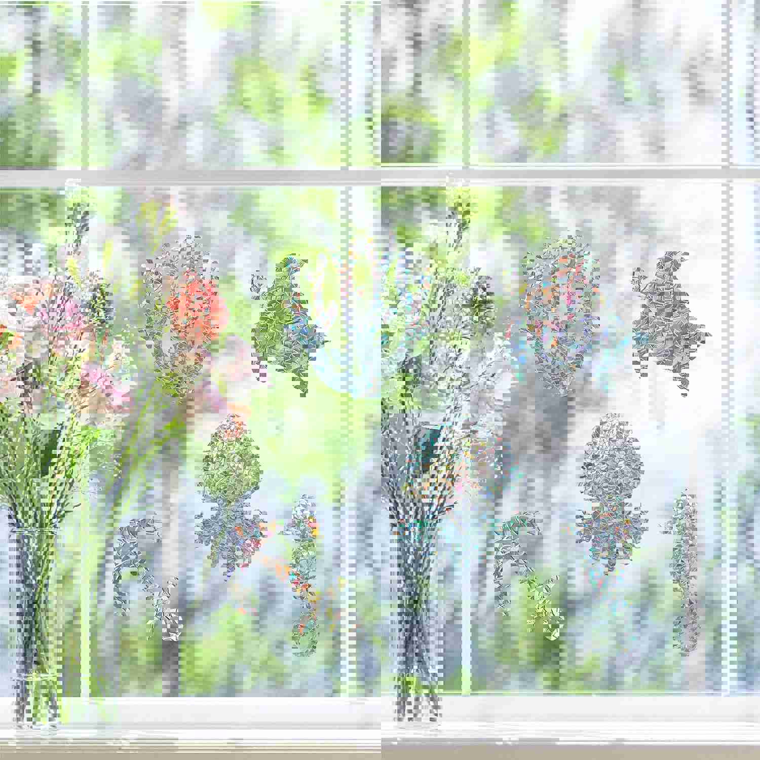 Craspire Waterproof PVC Colored Laser Stained Window Film Adhesive Stickers, Starfish Pattern, 350x840mm