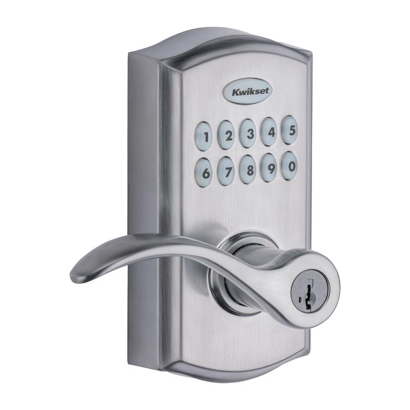 Kwikset SmartKey Satin Chrome Electronic Touch Pad Entry Lever