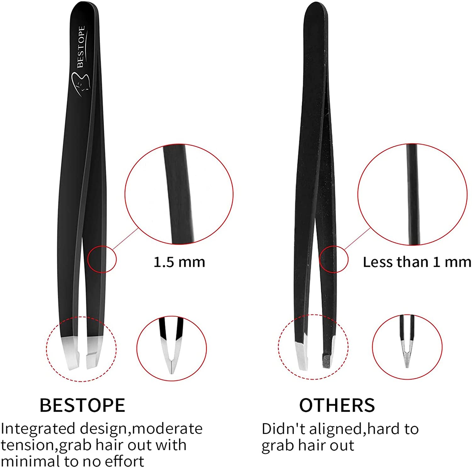 Professional Eyebrow Tweezers Set 6Pcs - Precision Plucking & Hair Removal Tool