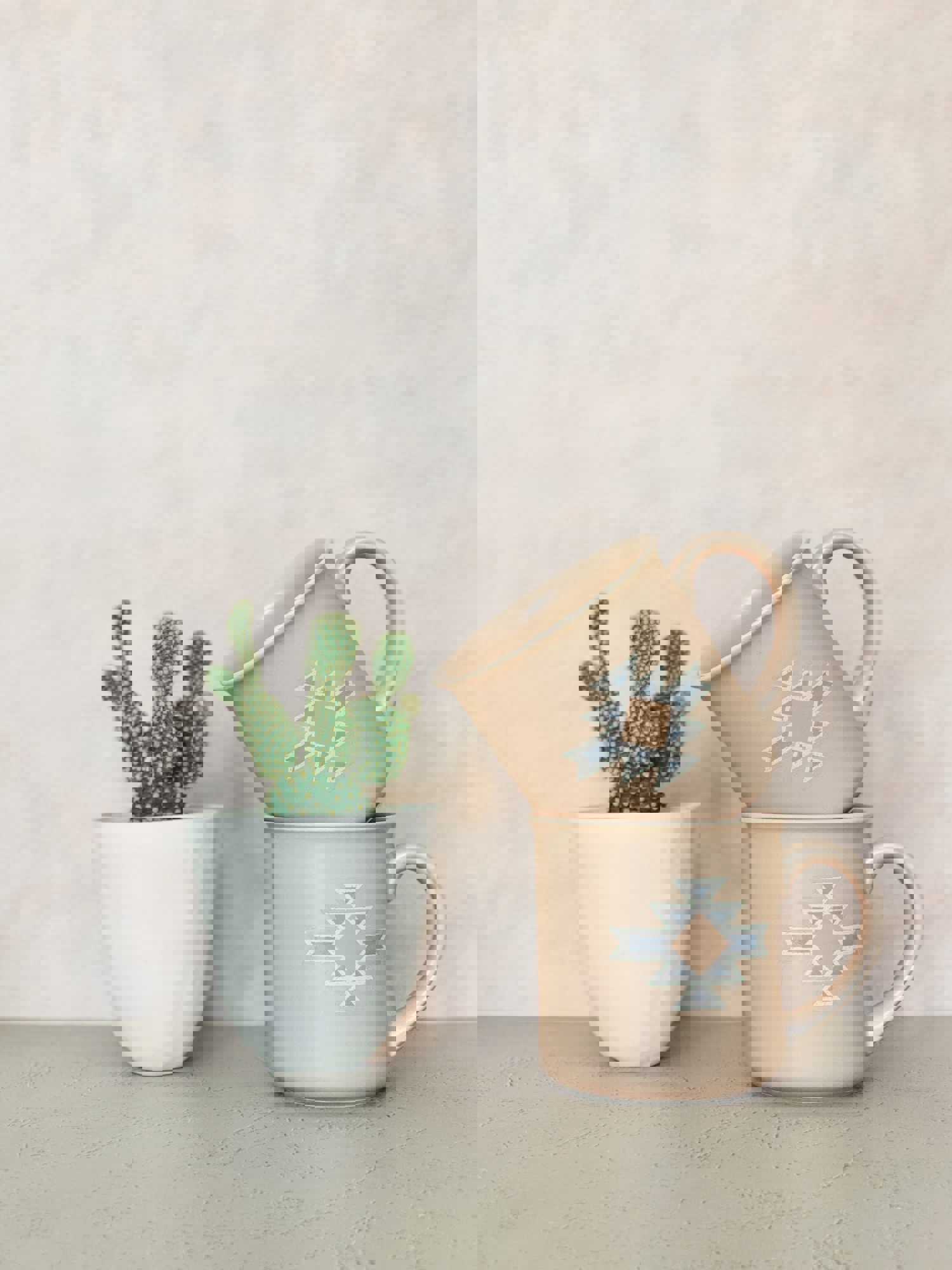 Vintage Set of 2 Treasure Craft Southwestern Mugs