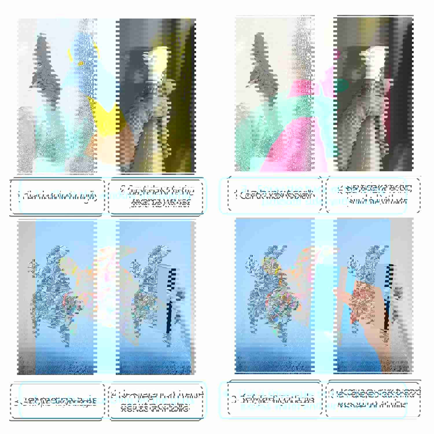 Craspire Waterproof PVC Colored Laser Stained Window Film Adhesive Stickers, Starfish Pattern, 350x840mm