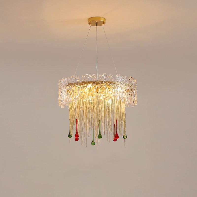 MIRODEMI® Creative Drum Crystal LED Pendant Chandelier for Living Room, Dining Room, Kitchen