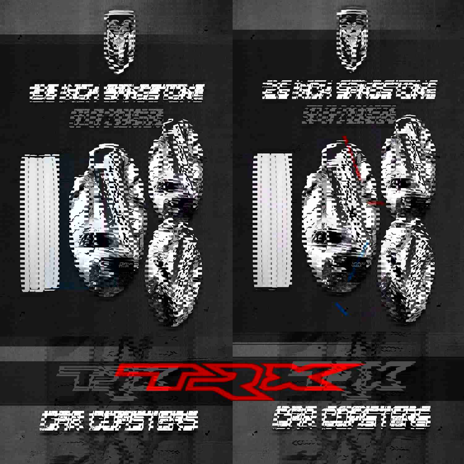 TRX Car Coasters for Ram 1500 - Sandstone Coaster Set