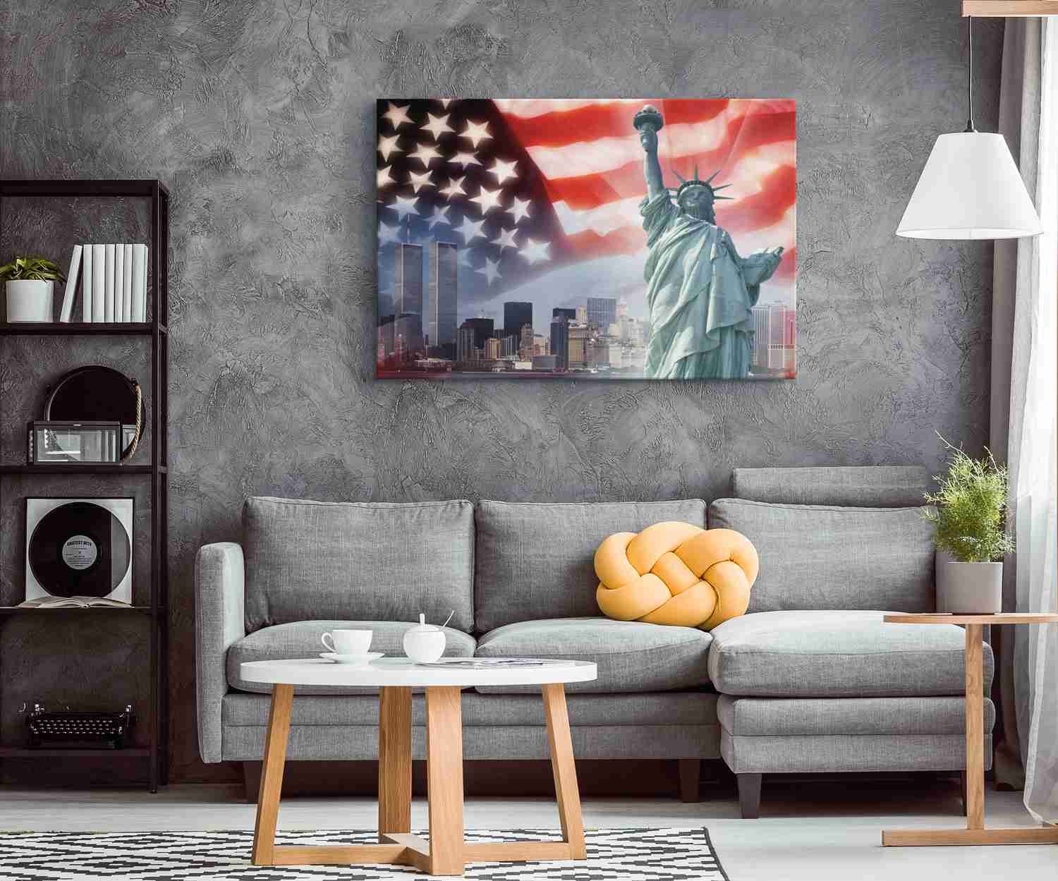 PATRIOTIC LADY LIBERTY NY SKYLINE - CANVAS ART