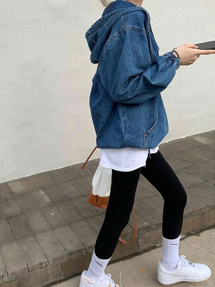 Trizchlor Casual Denim Sweatshirt - Oversized Coat Korean Fashion Long Sleeve Hoodie
