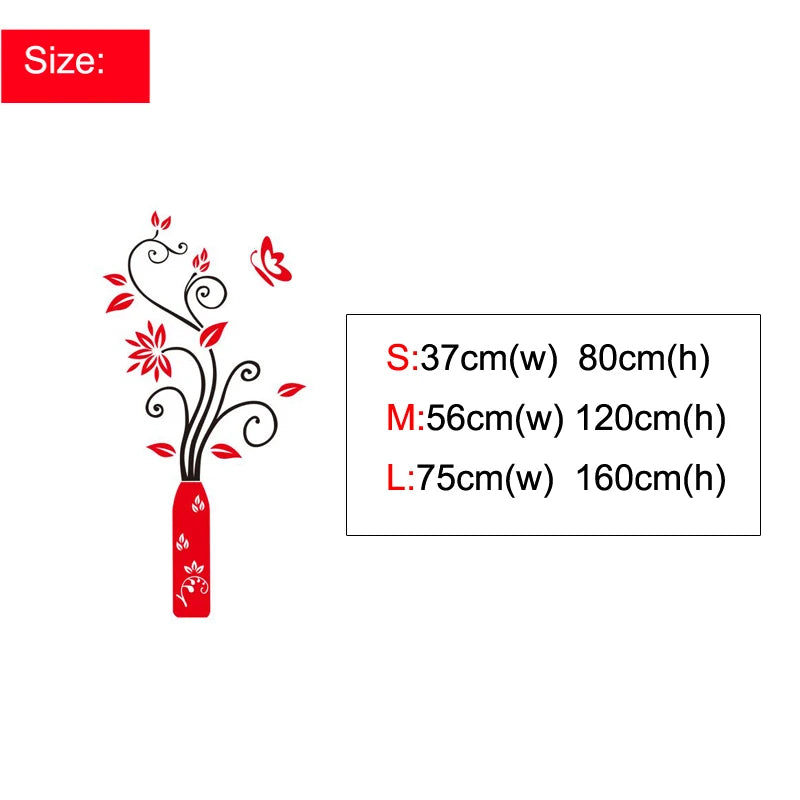 3D Acrylic Wall Sticker - Modern Vase Design for Home Decor