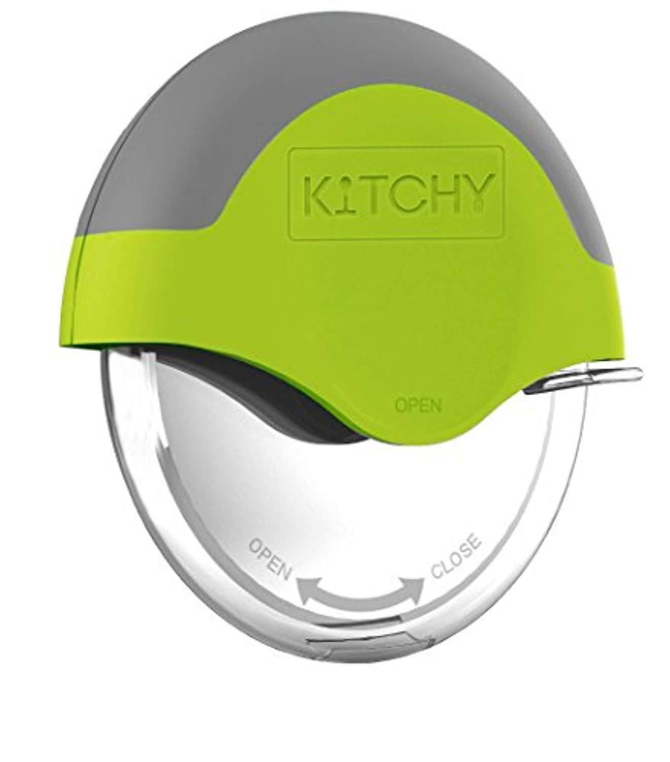Kitchy Pizza Cutter Wheel - Sharp & Easy Clean Slicer with Blade Guard (Green)