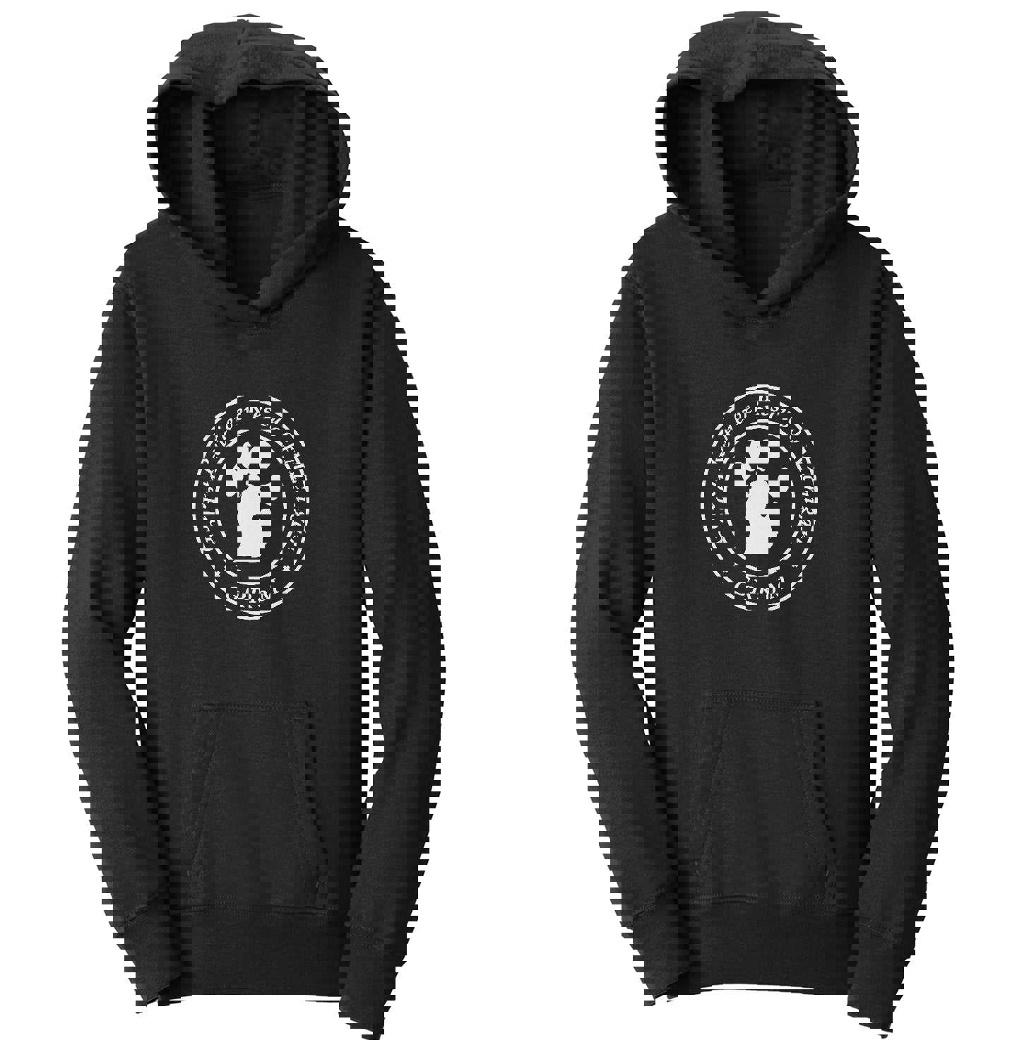 Golden Retriever Rescue of Michigan White Full Front Logo - Kids Unisex Hoodie Sweatshirt