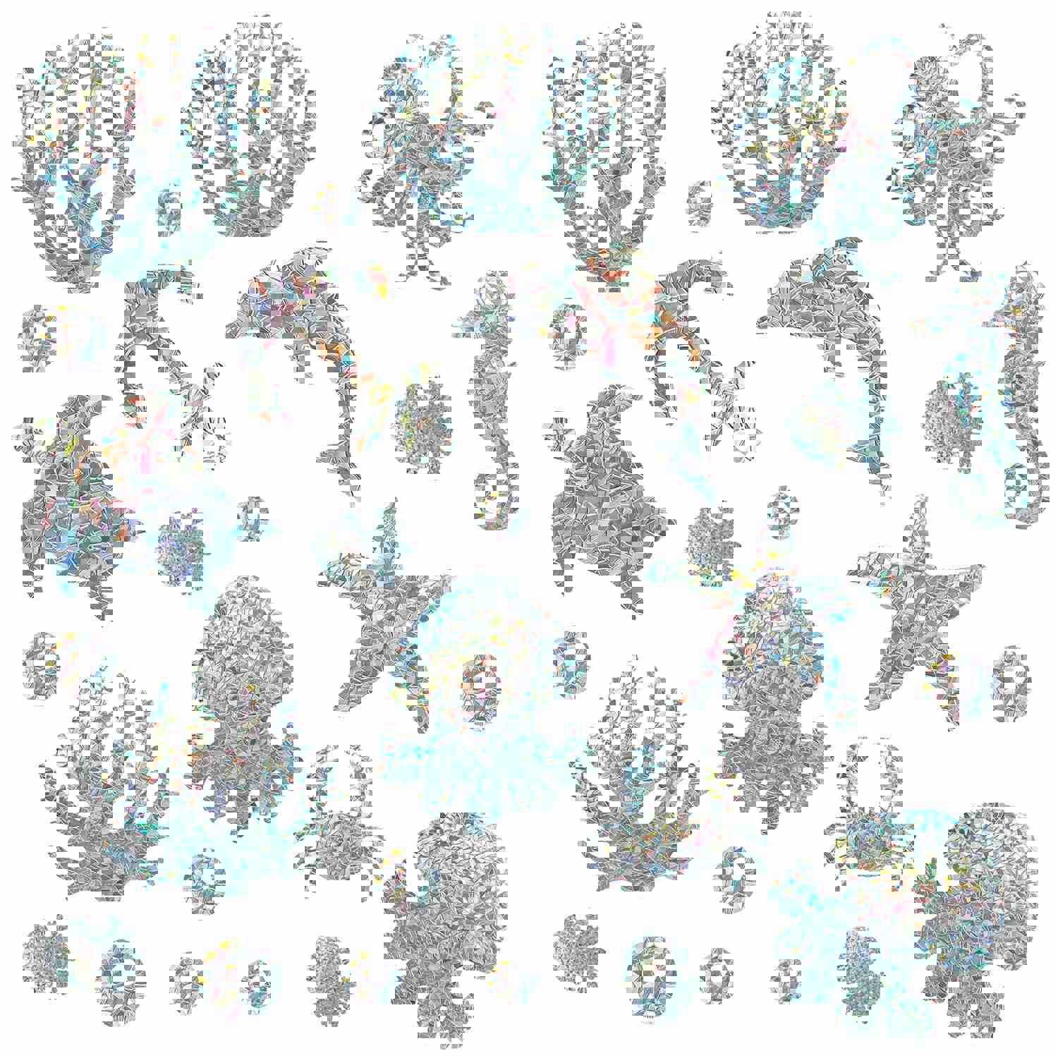 Craspire Waterproof PVC Colored Laser Stained Window Film Adhesive Stickers, Starfish Pattern, 350x840mm