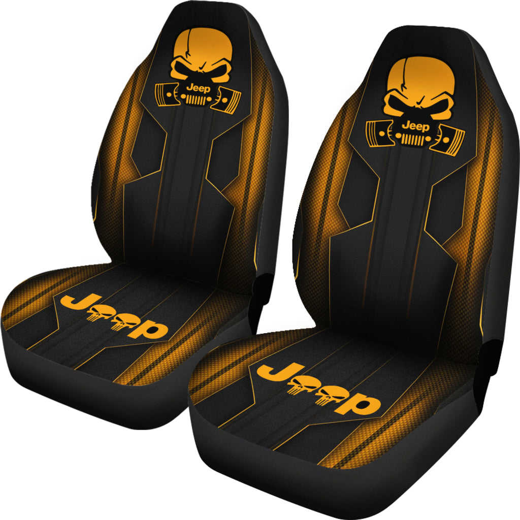 Jeep Skull Crush Orange Color Car Seat Covers - Custom-Made & Durable