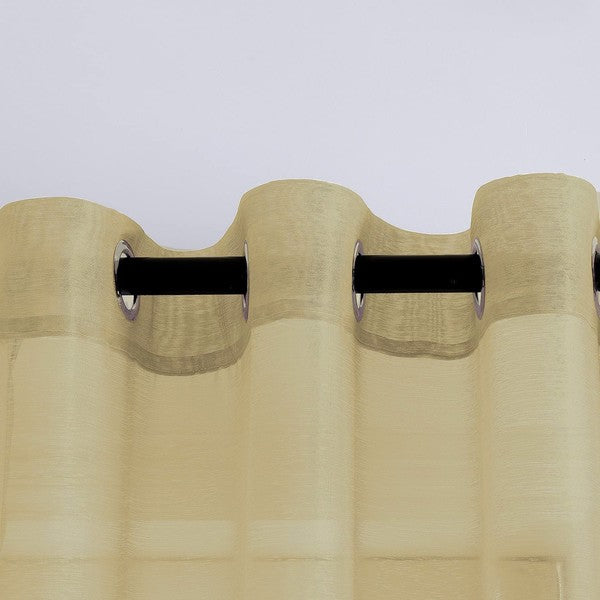 Gold Sheer Window Grommet Curtain Set - 84 Inches Long (2 Panels)