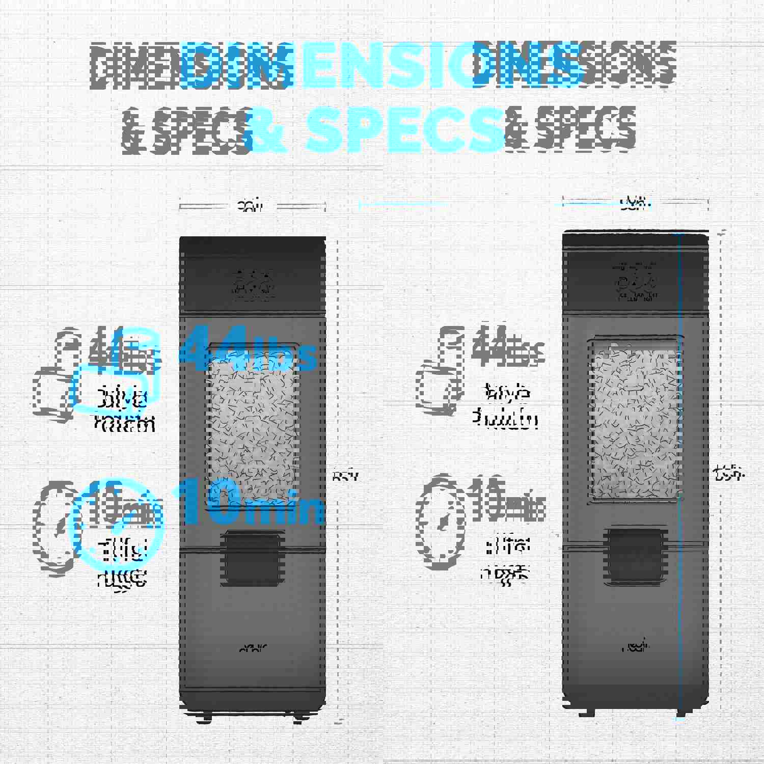 Newair 44lb. Nugget Countertop Ice Maker with Self-Cleaning Function