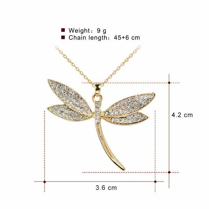 Women's Crystal Dragonfly Pendant Necklace - Fashion Jewelry