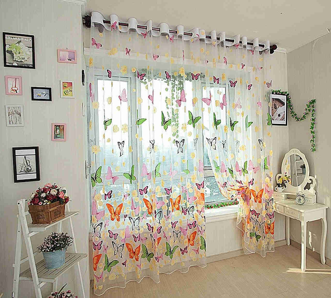 Dolce Mela Sheer Curtains - Brazilian Butterflies 60x100H