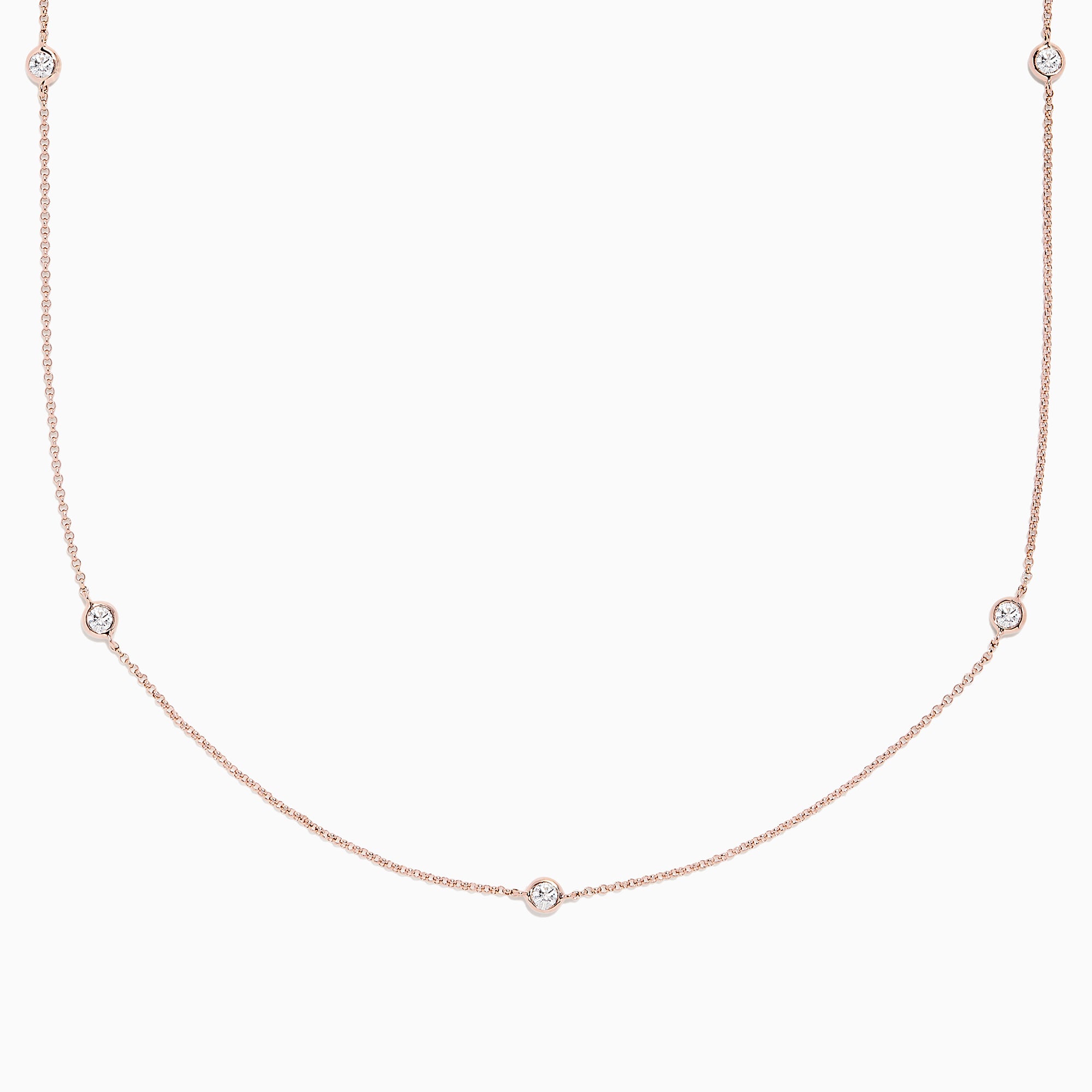 Effy Pave Rose 14K Rose Gold Diamond Station Necklace, 0.62 TCW