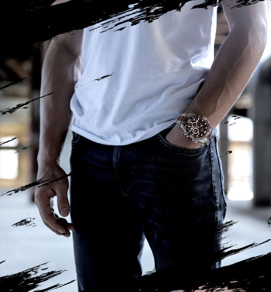 Men's Stainless Steel Luminous Watch with Multiple Color Options