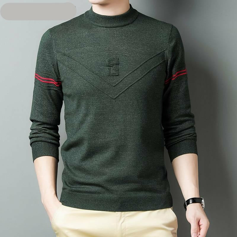Men's Striped Casual O-Neck Pullover Sweater