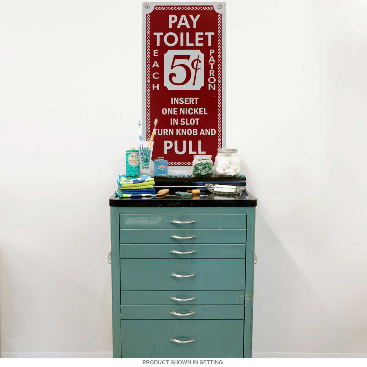 Pay Toilet 5 Cents Vintage Style Wall Decal