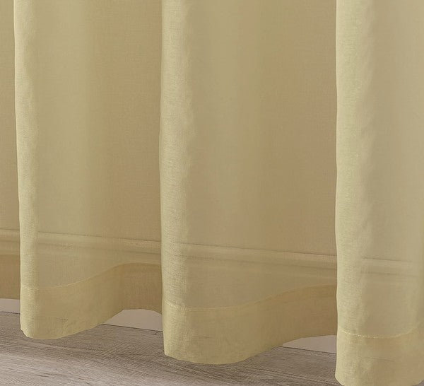 Gold Sheer Window Grommet Curtain Set - 84 Inches Long (2 Panels)