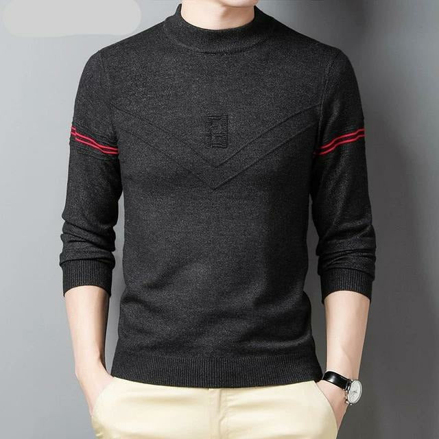 Men's Striped Casual O-Neck Pullover Sweater