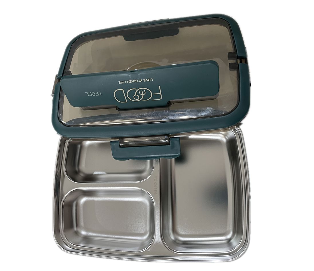 TFCFL Stainless Steel Leakproof Lunch Box - 3 Compartments Bento-Style for Kids, School, Work & Travel