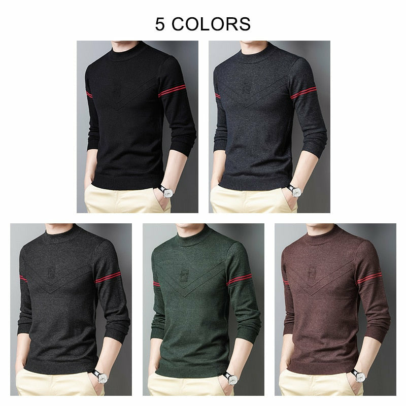 Men's Striped Casual O-Neck Pullover Sweater