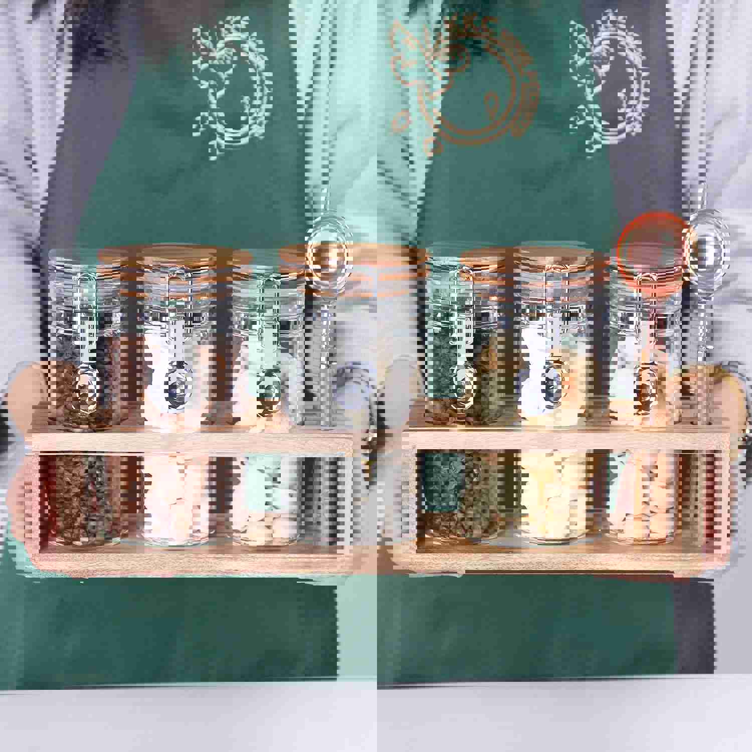 KKC Home Accents Glass Food Storage Jars with Airtight Locking Clamp Bamboo Lids - Set of 3 (13.5 oz)