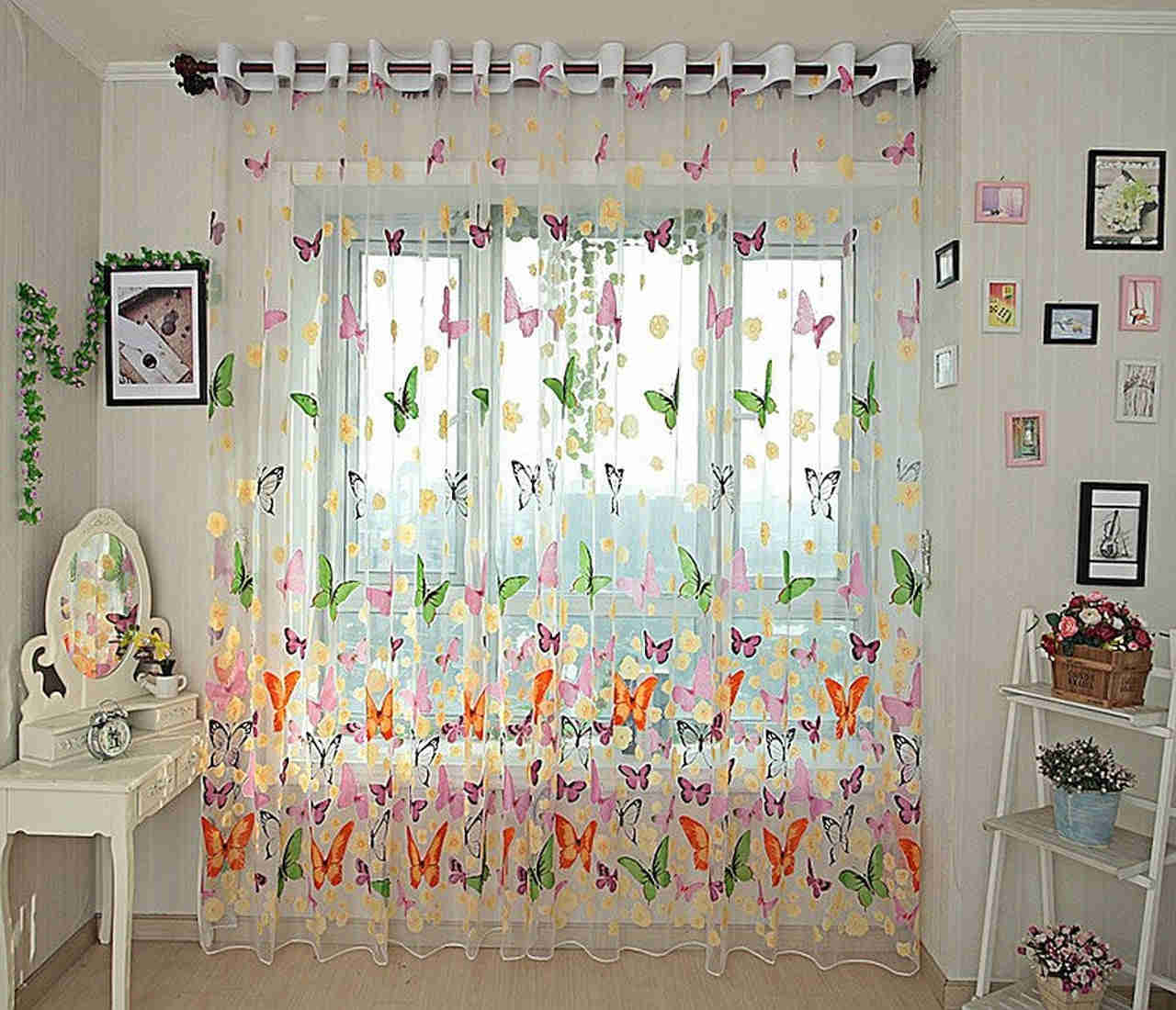 Dolce Mela Sheer Curtains - Brazilian Butterflies 60x100H