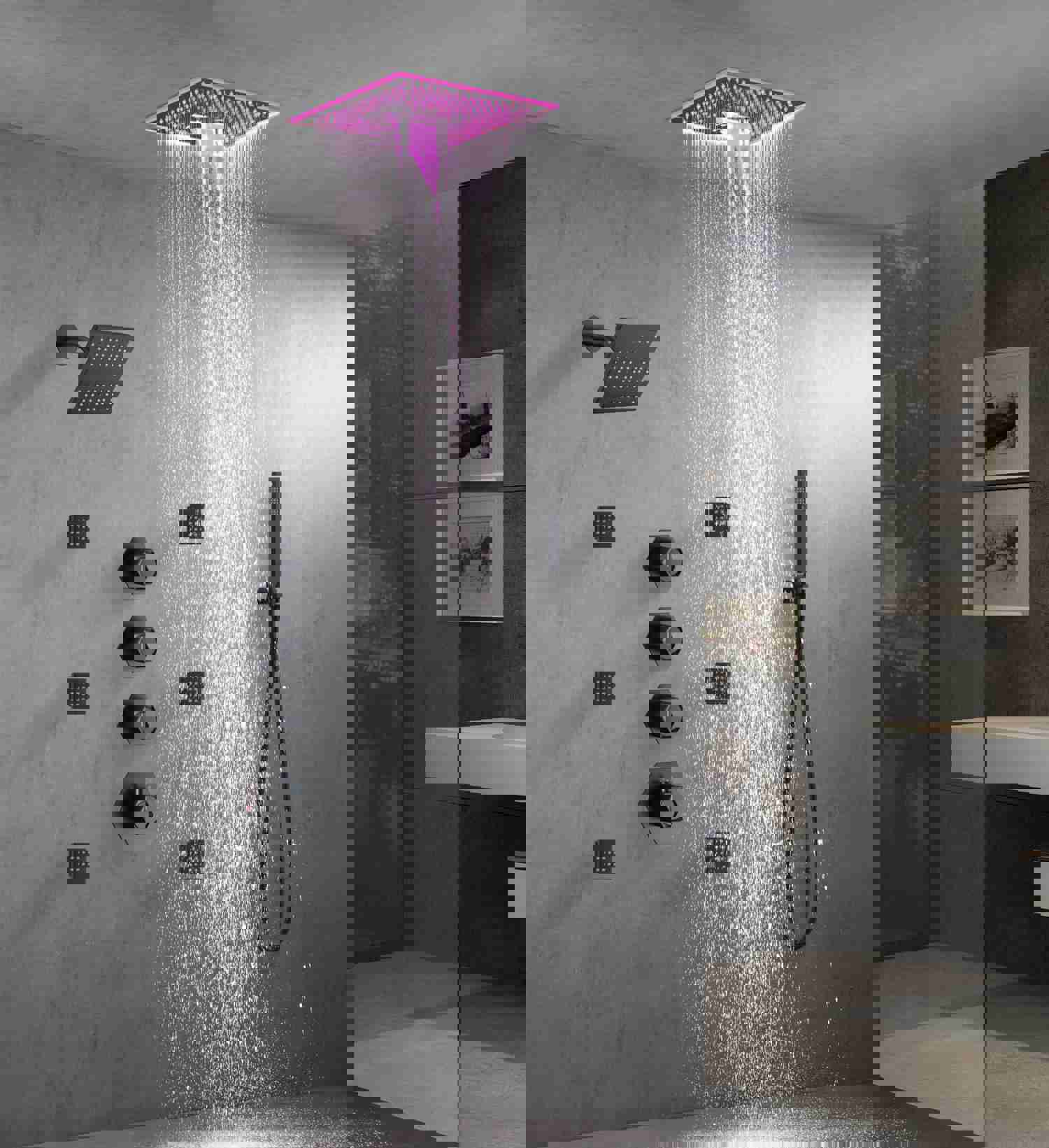 SAHARA 16-in-1 Complete LED Music Shower System with Body Jets and Wall Mount Showerhead