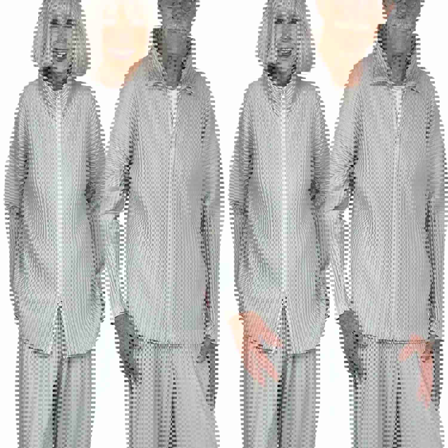 BASICS ZIP JACKET - Unisex Pleated Long Sleeve 2-Way Zip Front Jacket