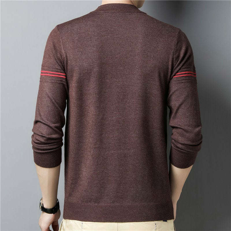 Men's Striped Casual O-Neck Pullover Sweater