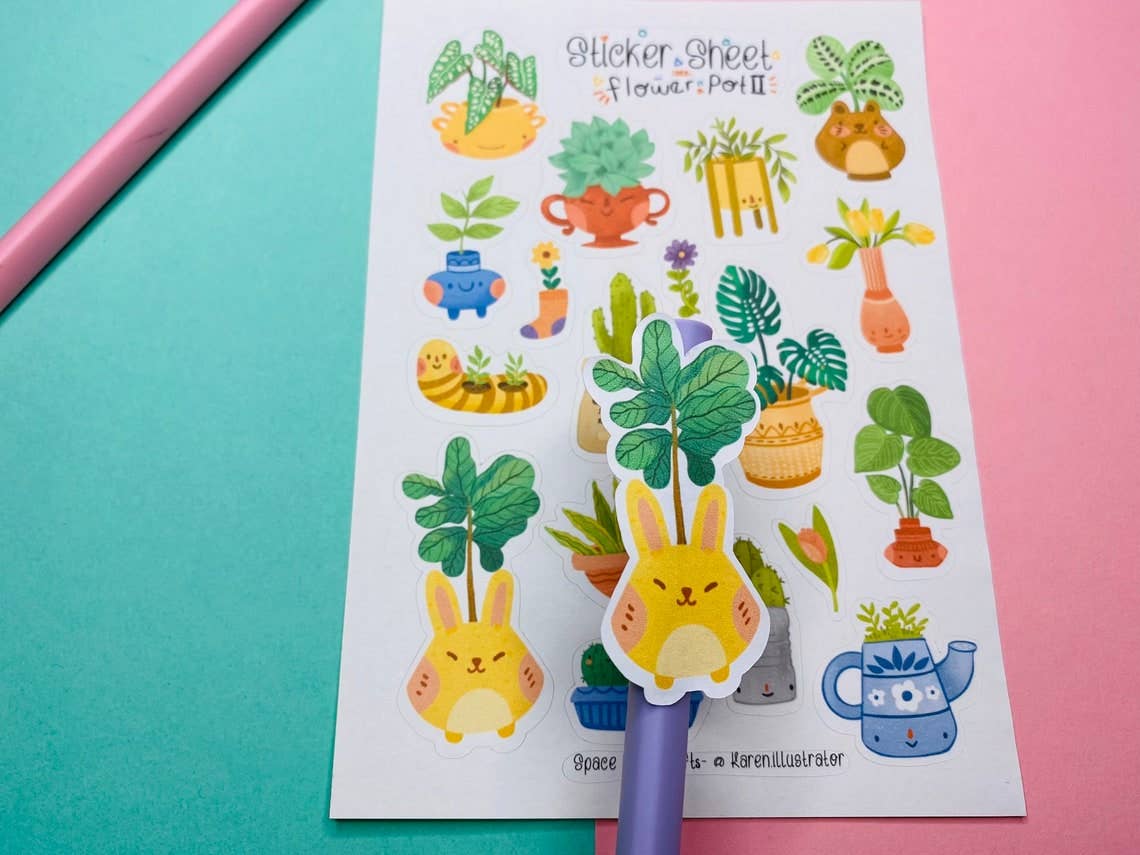 Flower Pot 2 Planner Stickers - Bullet Journal Sticker Sheet