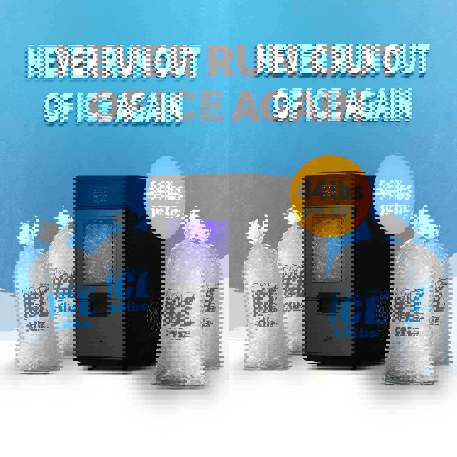 Newair 44lb. Nugget Countertop Ice Maker with Self-Cleaning Function