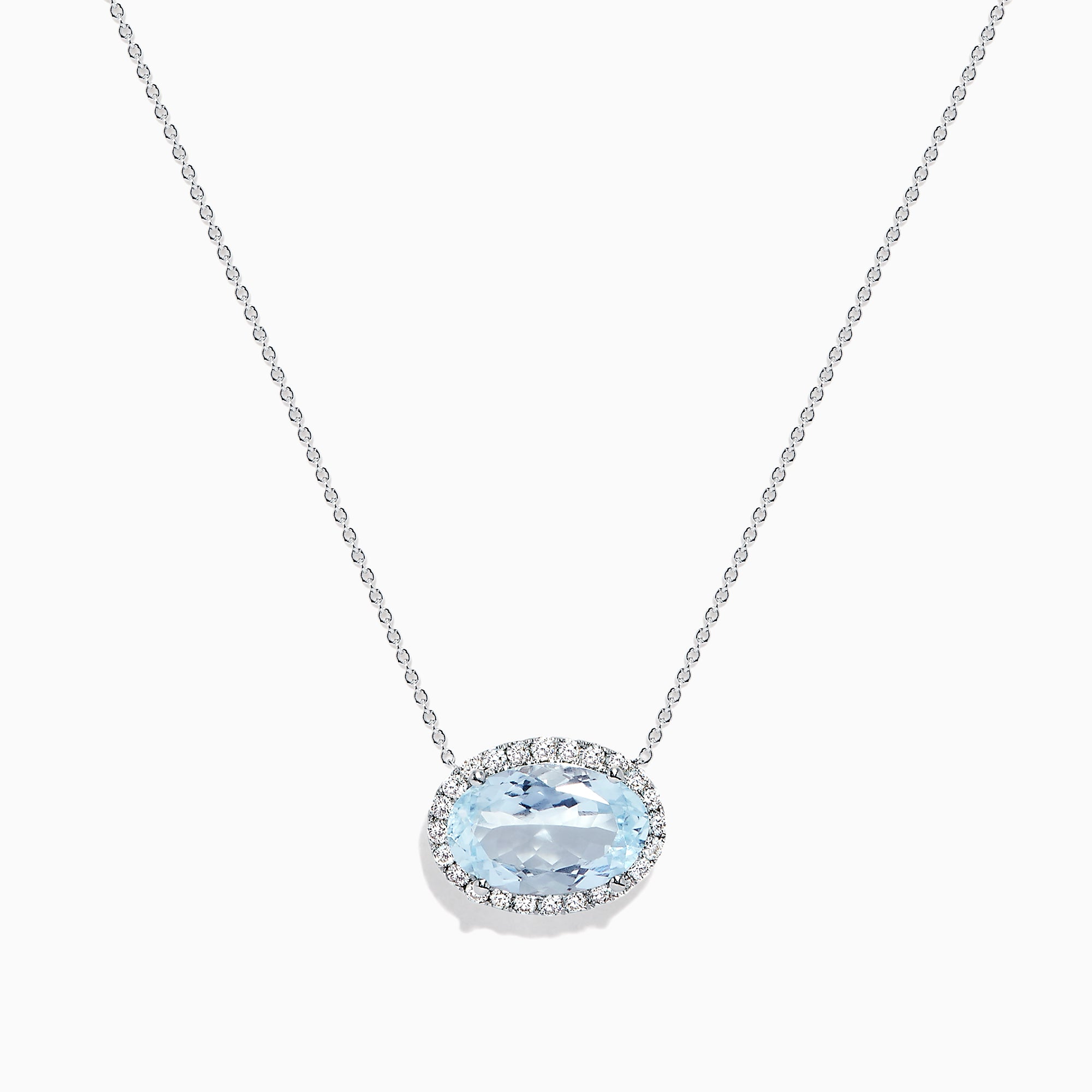 Effy Aquarius 14K White Gold Aquamarine and Diamond Necklace, 3.39 TCW