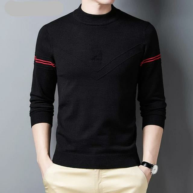 Men's Striped Casual O-Neck Pullover Sweater
