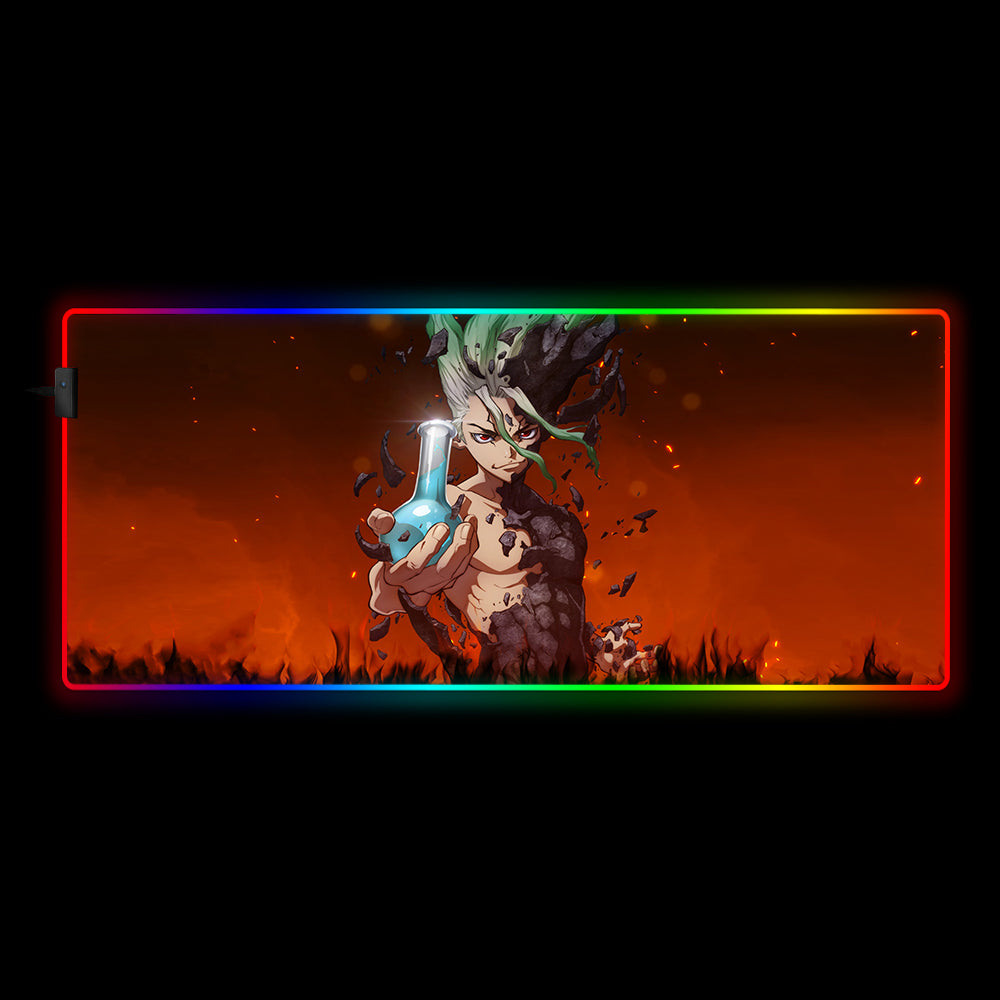 Senku Potion Design RGB Gaming Mouse Pad - M-XXL Size with LED Lights
