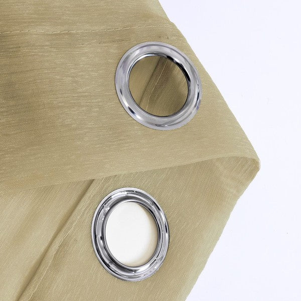 Gold Sheer Window Grommet Curtain Set - 84 Inches Long (2 Panels)