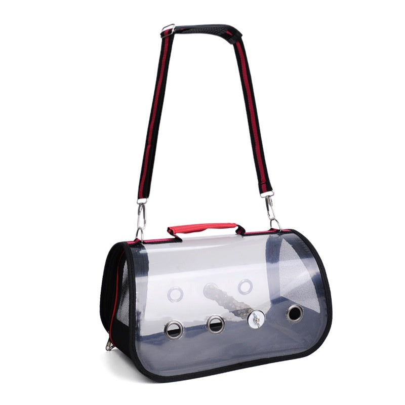 Transparent Parrot Carrying Backpack with Stand Stick - Pet Bird Travel Accessory